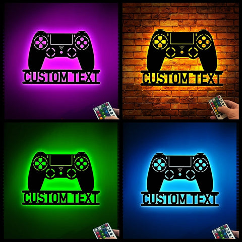 Image of Custom Gamepad LED Neon Wooden Sign - Personalized and Color Changing RGB