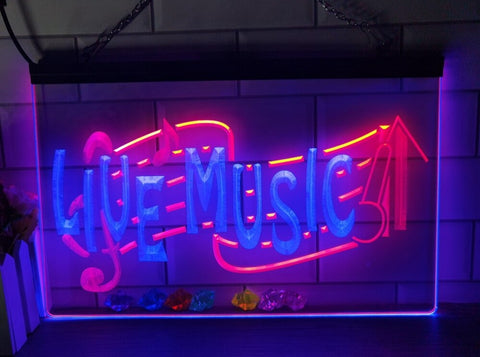 Image of Live Music Illuminated Two Tone LED Neon Sign