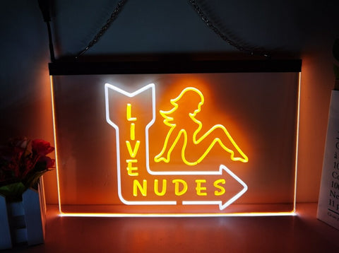 Image of Live Nudes LED Neon Sign in orange and white