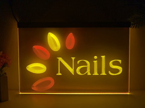 Image of Nails Two Tone Illuminated Sign
