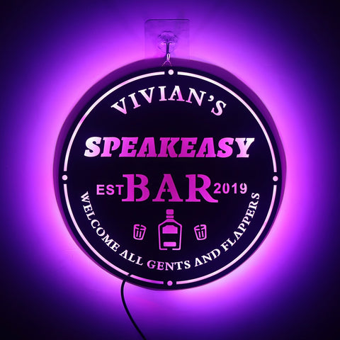 Image of Custom LED Neon Wooden Bar Sign - Personalized and Color Changing