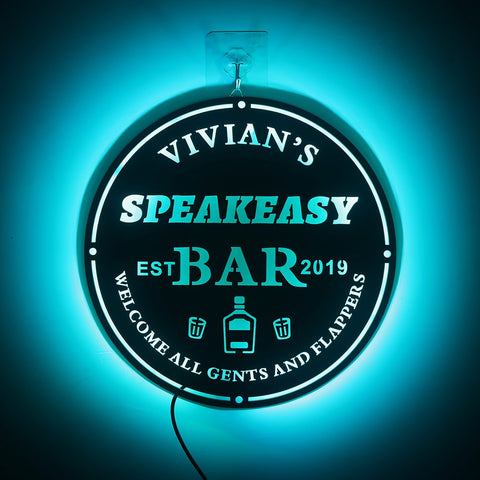 Image of Custom LED Neon Wooden Bar Sign - Personalized and Color Changing