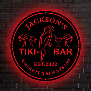 Personalized Tiki Bar LED Neon Wooden Sign