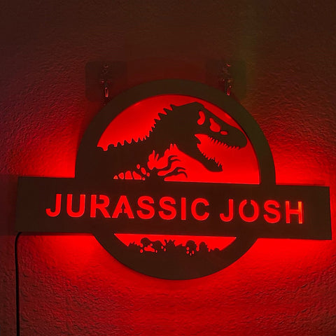Image of Personalized Dinosaur LED Neon Wooden Sign