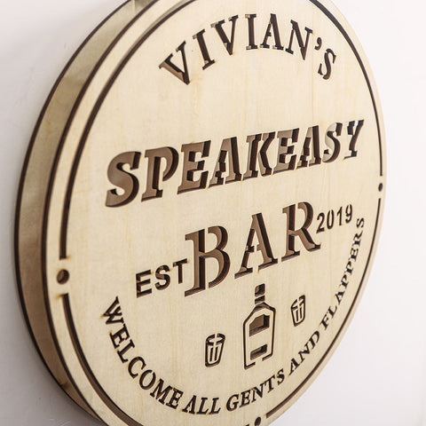 Image of Custom LED Neon Wooden Bar Sign - Personalized and Color Changing