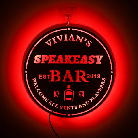 Image of Custom LED Neon Wooden Bar Sign - Personalized and Color Changing