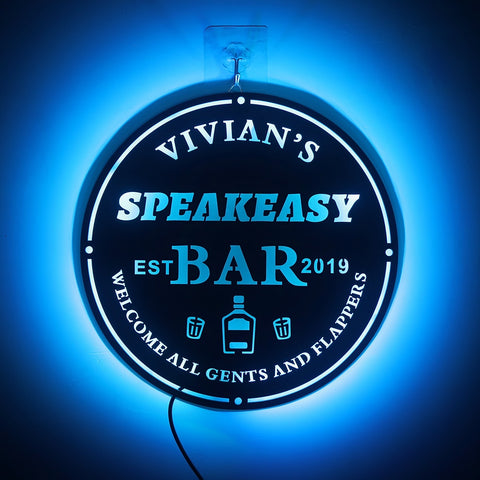 Image of Custom LED Neon Wooden Bar Sign - Personalized and Color Changing