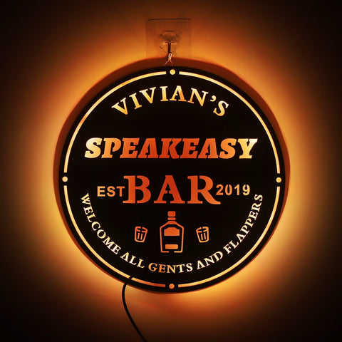 Image of Custom LED Neon Wooden Bar Sign - Personalized and Color Changing