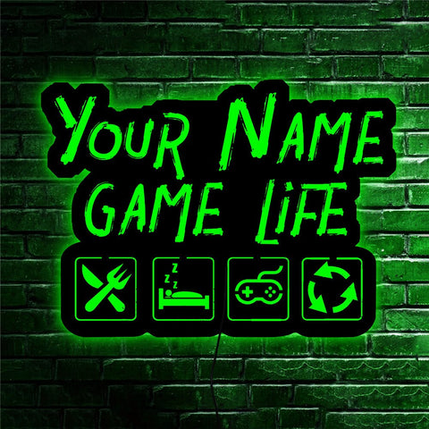 Image of Your Name Game Life Personalized LED Neon Wooden Sign