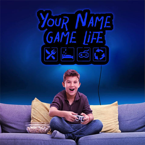 Image of Your Name Game Life Personalized LED Neon Wooden Sign