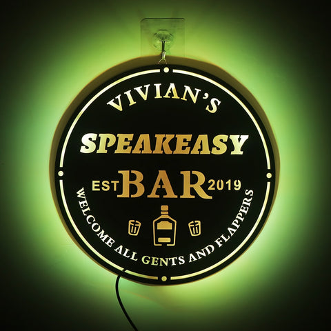 Image of Custom LED Neon Wooden Bar Sign - Personalized and Color Changing