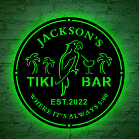 Personalized Tiki Bar LED Neon Wooden Sign