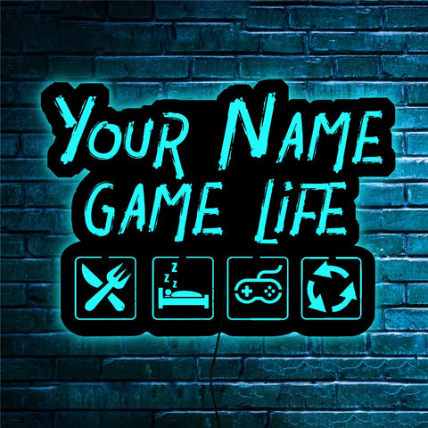 Image of Your Name Game Life Personalized LED Neon Wooden Sign