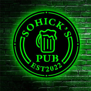 Personalized Wooden LED Neon Pub Sign - RGB