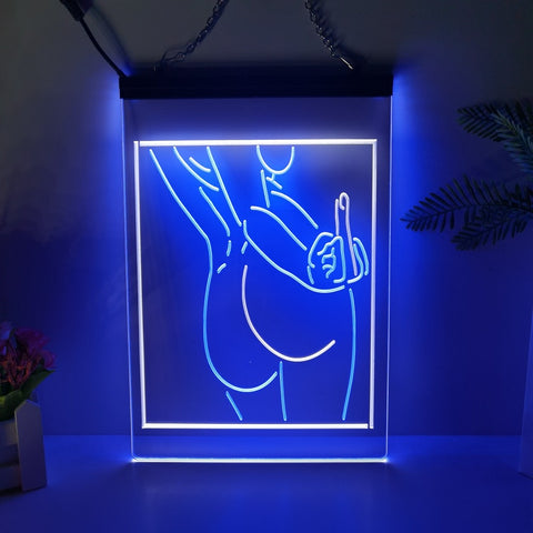 Image of Middle Finger Two Tone Illuminated Sign