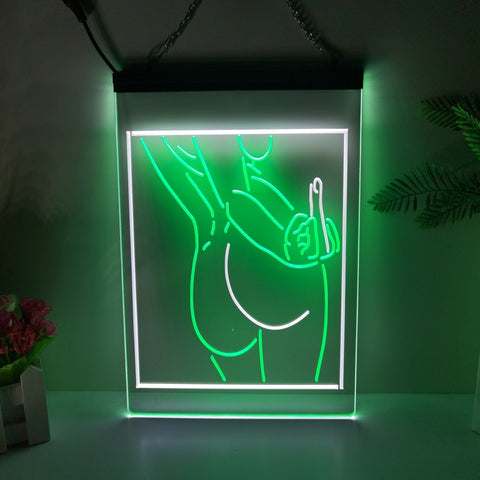 Image of Middle Finger Two Tone Illuminated Sign