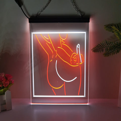Image of Middle Finger Two Tone Illuminated Sign