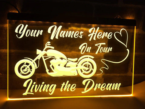 Image of Motorcycle on Tour LED neon sign in yellow