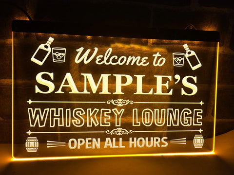 Image of Whiskey Lounge Personalized LED Neon Sign in Yellow