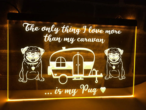 Image of Caravan and Pug Illuminated Sign