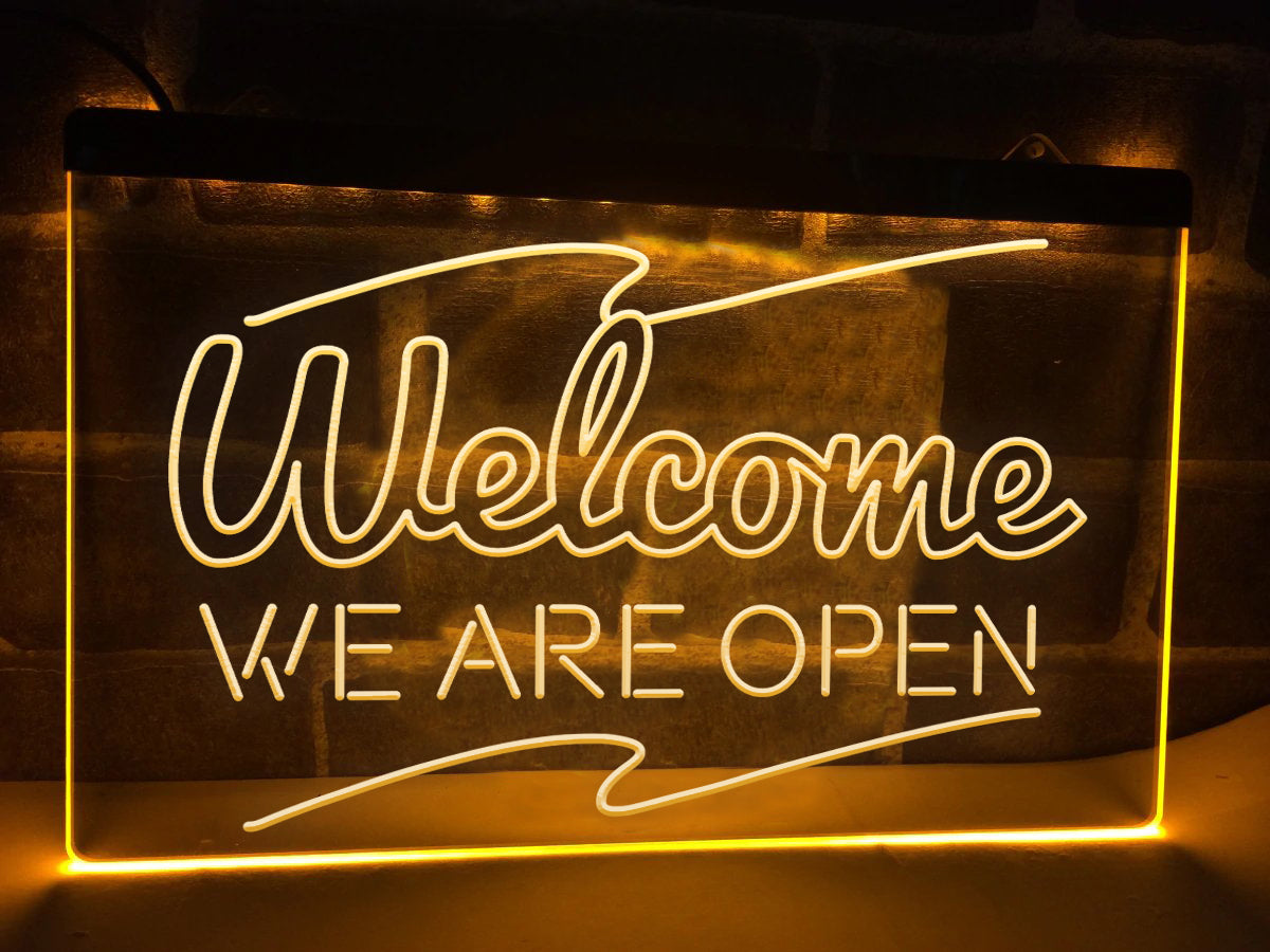 Welcome We Are Open Illuminated Sign
