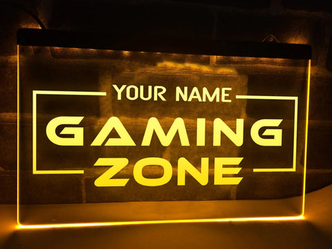 Image of Personalized Gaming Zone LED neon sign in yellow