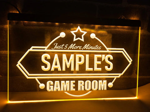 Image of 5 More Minutes Personalized LED Neon Game Room Sign