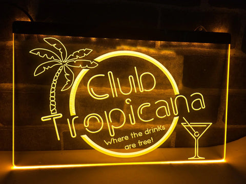 Image of Club Tropicana LED neon sign in yellow