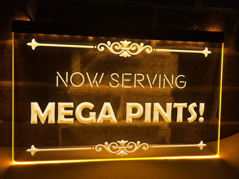 Image of Now Serving Mega Pints Illuminated Sign