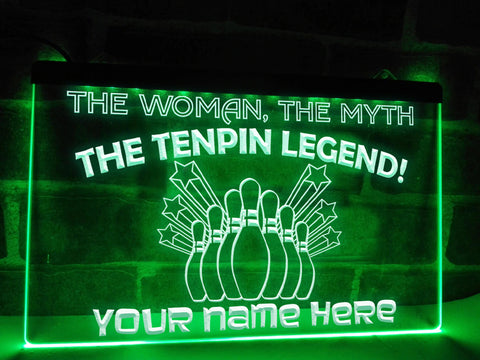 Image of Tenpin Bowling Legend Personalized Illuminated Sign
