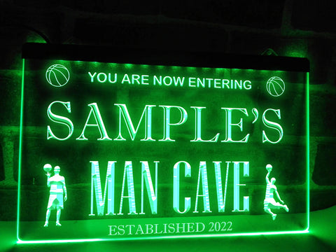 Image of Basketball Man Cave Personalized Illuminated Sign