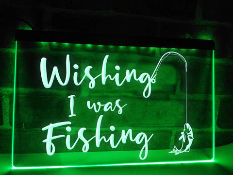 Image of Wishing I was Fishing Illuminated Sign