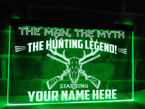 Image of Hunting Legend Personalized LED Neon Sign in Green