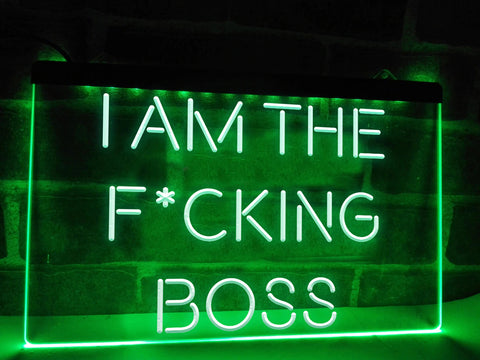 Image of I Am The Boss Funny Illuminated Sign