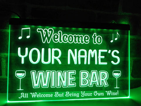 Image of Welcome to My Wine Bar Personalized Illuminated Sign