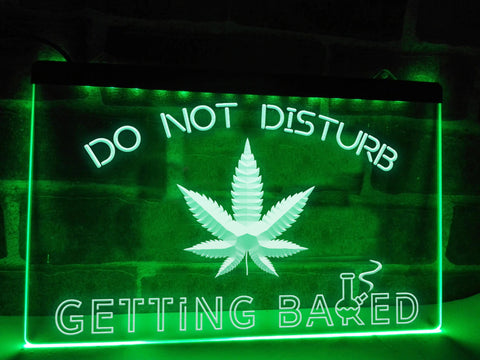 Image of Getting baked Cannabis green neon sign