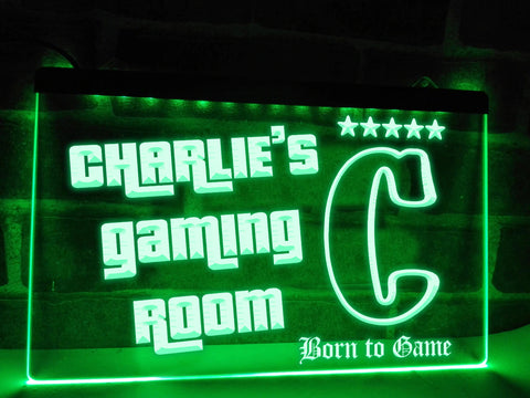 Image of Gaming Room With Personalized Name LED Neon Sign
