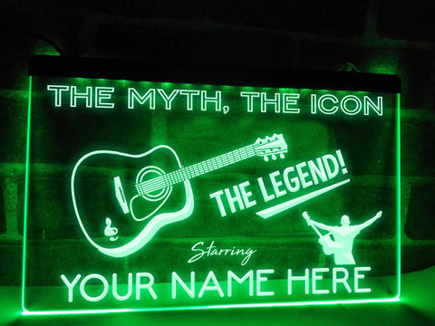 Image of Acoustic Guitar Legend Personalized Illuminated Sign