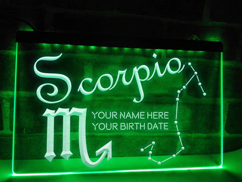 Image of Scorpio Astrology Illuminated Sign in green