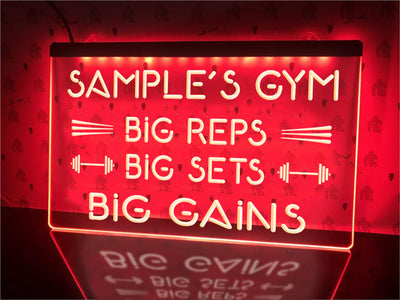 Big gains neon gym sign red