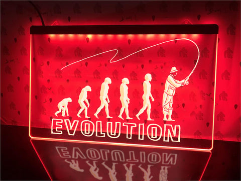 Image of Fishing Evolution Illuminated Sign
