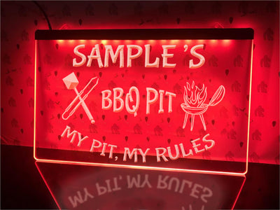 BBQ Pit Personalized Illuminated Sign