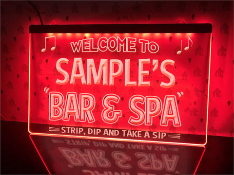 Image of Bar and Spa LED Neon Sign in Red