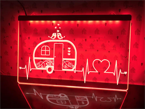 Image of Campers Heartbeat Illuminated Sign