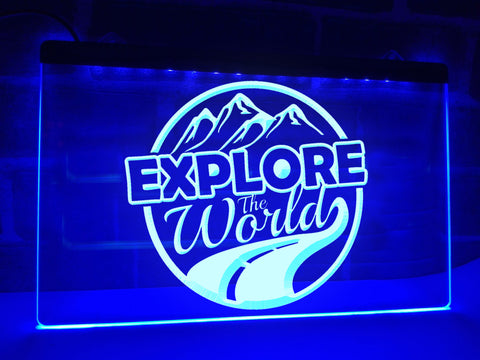 Image of Explore the World Illuminated Sign