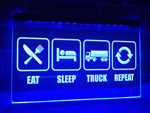 Image of Eat Sleep Truck Repeat Illuminated Sign