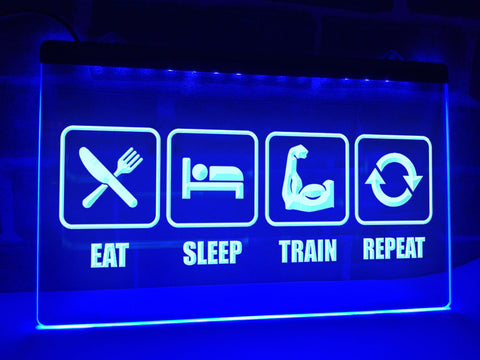 Image of Eat Sleep Train Repeat Illuminated Sign