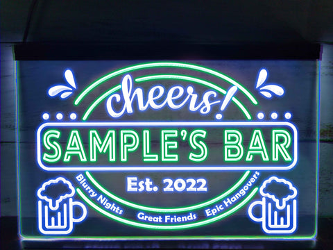 Image of Epic Hangovers Personalized Two Tone Illuminated Bar Sign