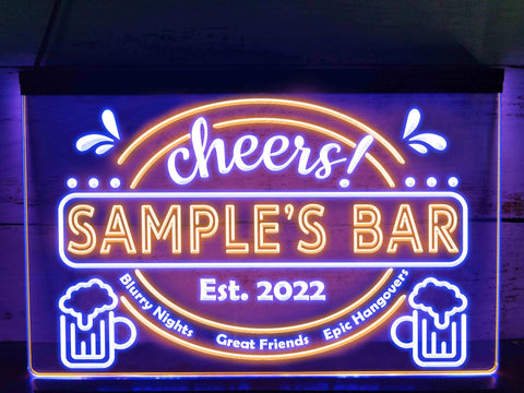 Image of Epic Hangovers Personalized Two Tone Illuminated Bar Sign