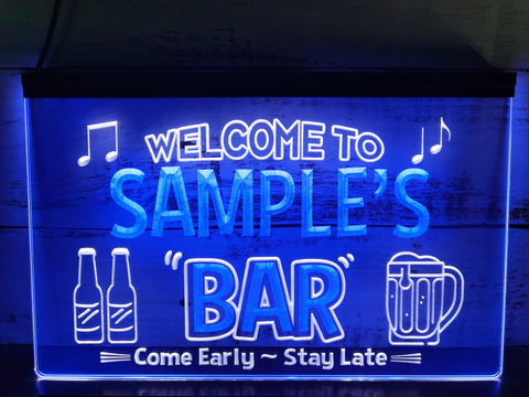 Image of Welcome to My Bar Personalized Two Tone Illuminated Sign